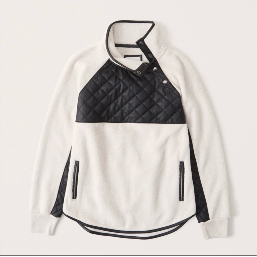 NWT Abercrombie & Fitch Asymmetrical Leather Snap-up Pullover